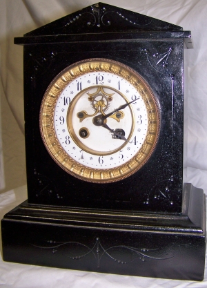 French Black Onyx Mantle Clock